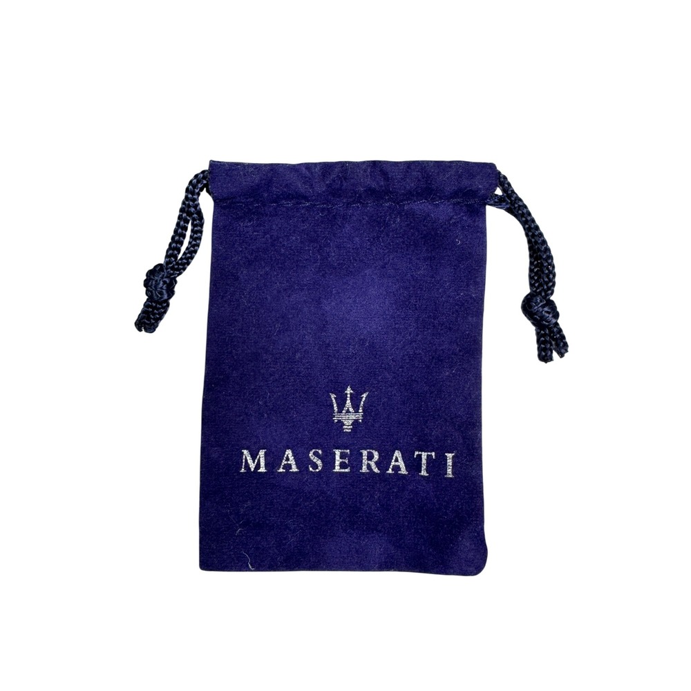 Maserati Navy Blue Velvet Drawstring Jewelry Watch Gift Pouch Silver Logo